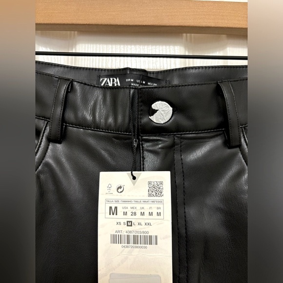 NWT Zara Faux Leather Straight Leg Pants - Picture 8 of 11